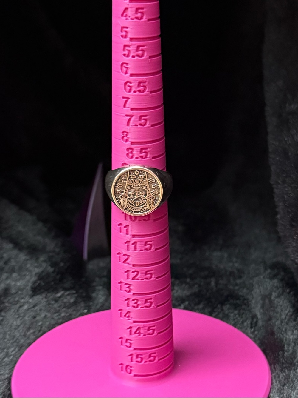 Vintage Embossed Coin Face Signet Gothic Band Ring